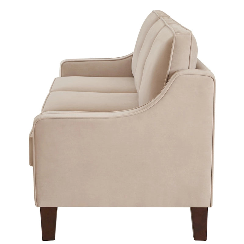 Velvet Double-Seat Loveseat Sofa with Wooden Legs