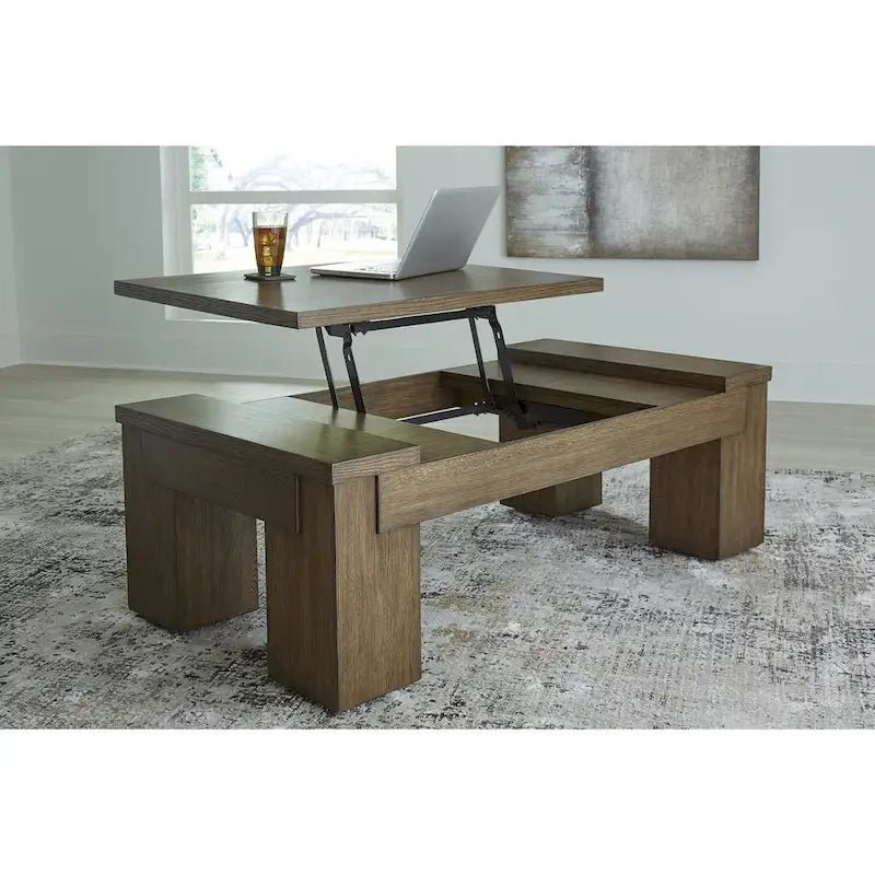 Brown Lift-Top Coffee Table - 54W x 28D x 18H