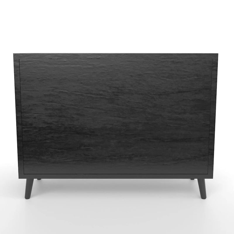 13-Drawer Solid Mango Wood Sideboard in Ebony and Washed Ivory