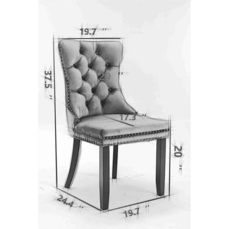 Tufted Velvet Upholstered Dining Chair with Gold Stainless Steel Legs, Set of 2