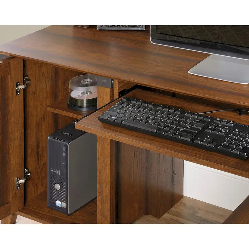 Corner Computer Desk with Three Drawers and File Storage