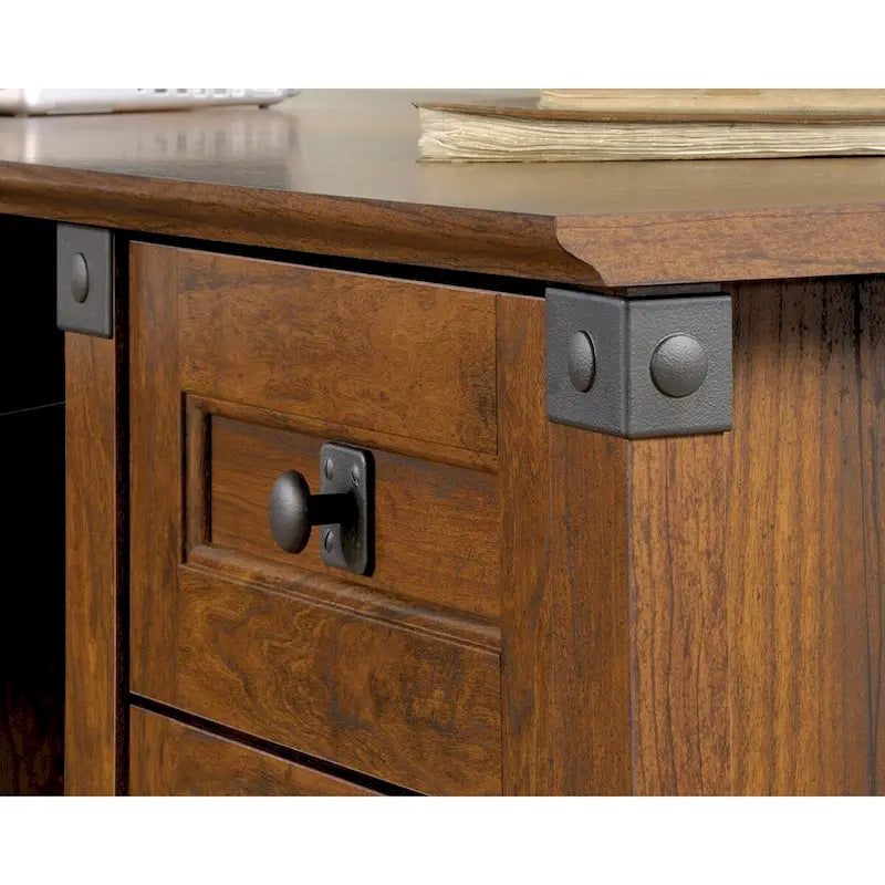 Corner Computer Desk with Three Drawers and File Storage