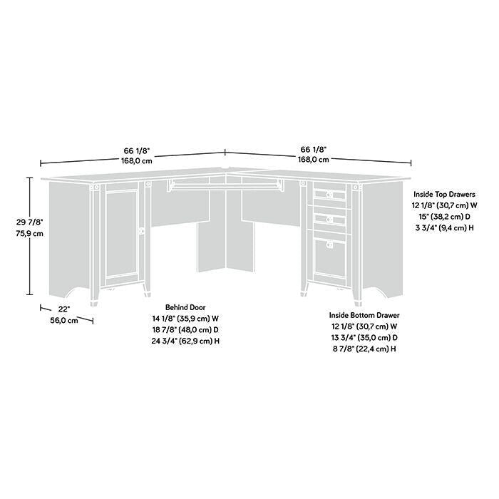 Corner Computer Desk with Three Drawers and File Storage