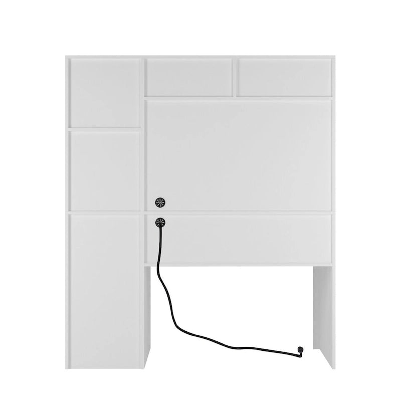 Computer Desk with Bookshelf, Drawers, 3 AC Outlets and 2 USB Ports