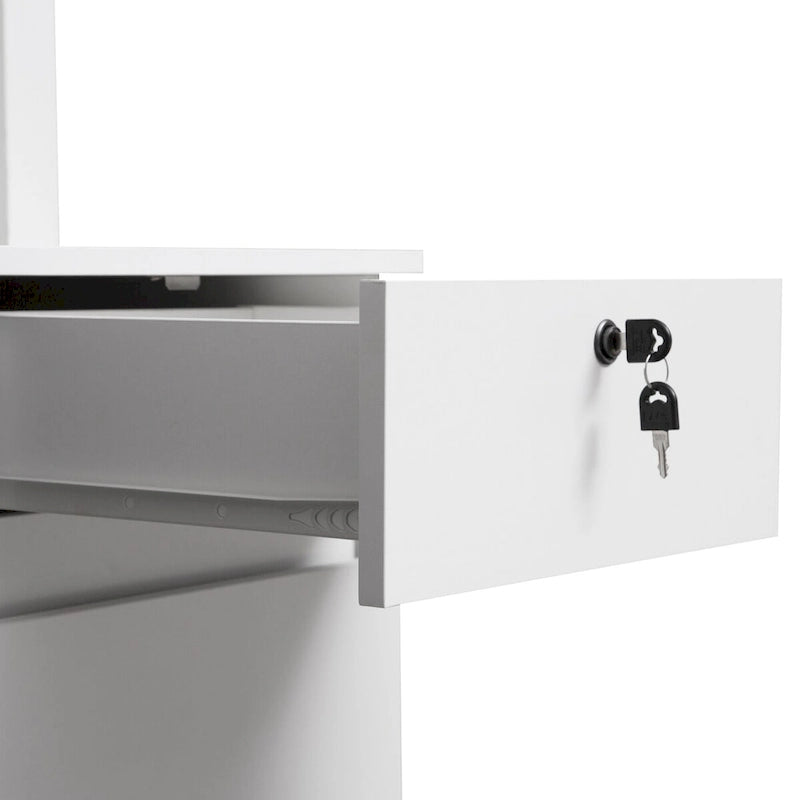 Computer Desk with Bookshelf, Drawers, 3 AC Outlets and 2 USB Ports
