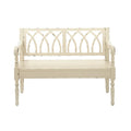 Wood Distressed Bench with Arched Back and Turned Legs, Black or White