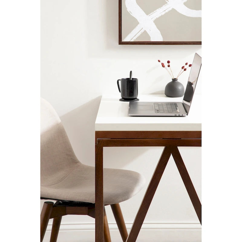 Wall-Mounted Folding Wood Table – White and Walnut, 24x33x31 in.