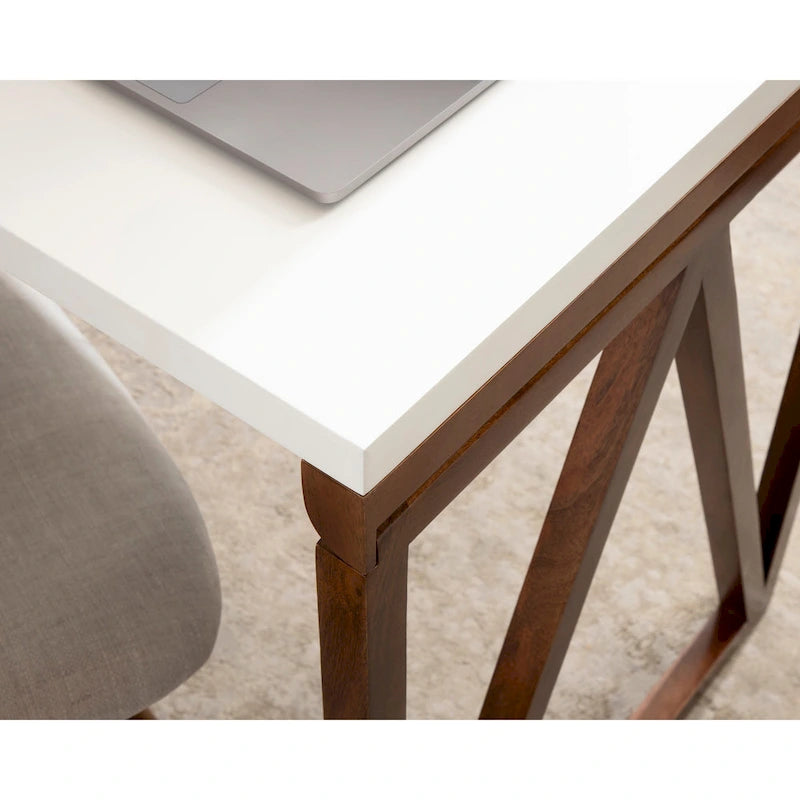 Wall-Mounted Folding Wood Table – White and Walnut, 24x33x31 in.