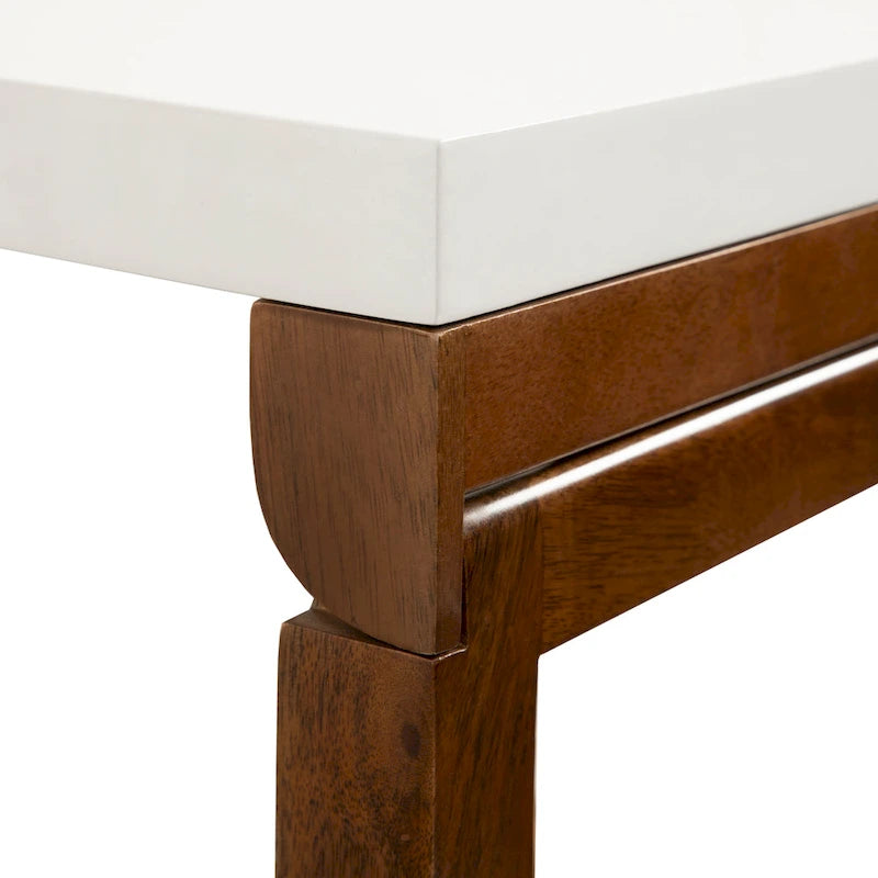 Wall-Mounted Folding Wood Table – White and Walnut, 24x33x31 in.