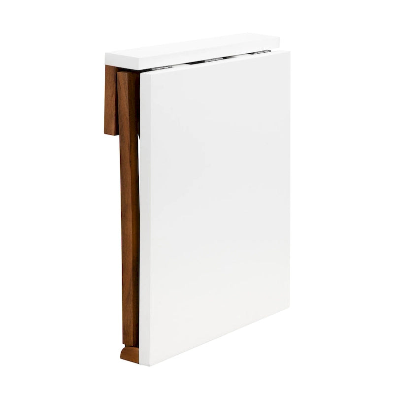 Wall-Mounted Folding Wood Table – White and Walnut, 24x33x31 in.
