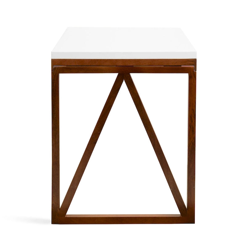 Wall-Mounted Folding Wood Table – White and Walnut, 24x33x31 in.
