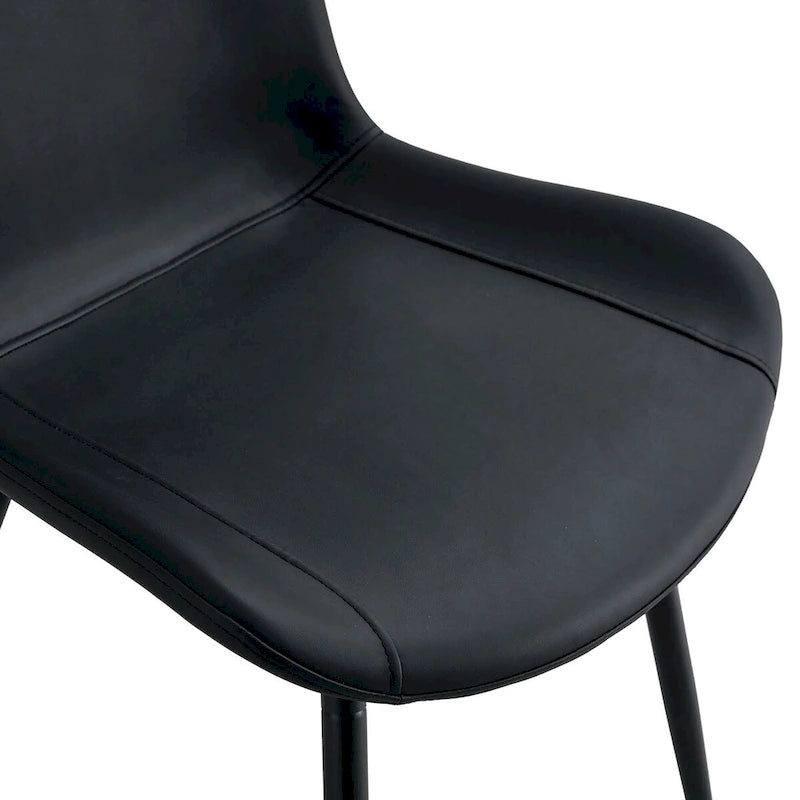 Faux Leather Dining Chair with Curved Cushion and Black Metal Legs, Set of 6