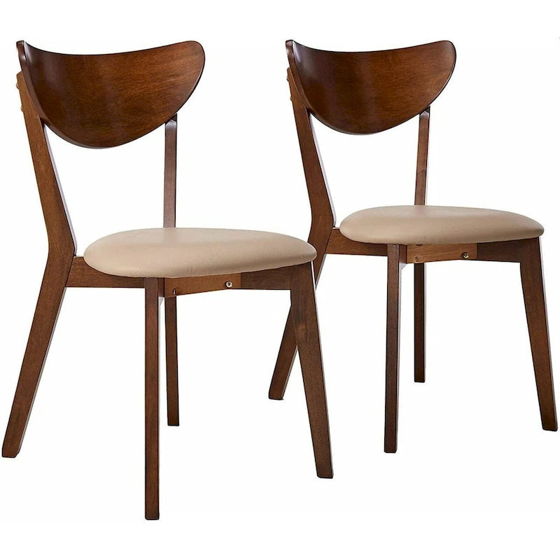 Chestnut Dining Chairs with Leatherette Upholstery, Set of 2