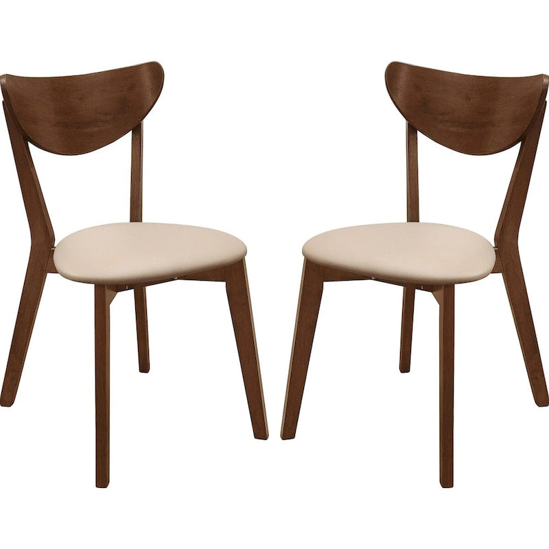 Chestnut Dining Chairs with Leatherette Upholstery, Set of 2
