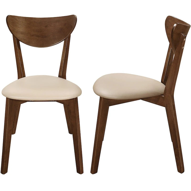 Chestnut Dining Chairs with Leatherette Upholstery, Set of 2
