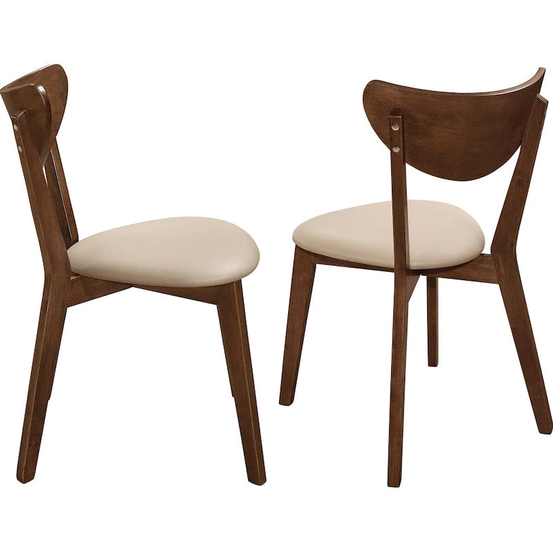 Chestnut Dining Chairs with Leatherette Upholstery, Set of 2