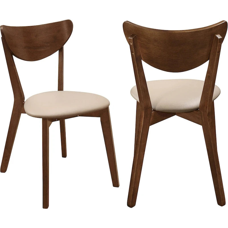 Chestnut Dining Chairs with Leatherette Upholstery, Set of 2