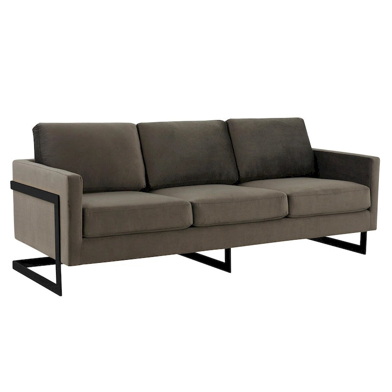 3-Seater Upholstered Velvet Sofa with Black Stainless Steel Base