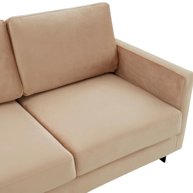 3-Seater Upholstered Velvet Sofa with Black Stainless Steel Base