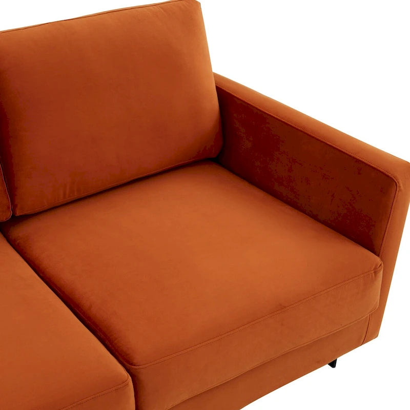 3-Seater Upholstered Velvet Sofa with Black Stainless Steel Base