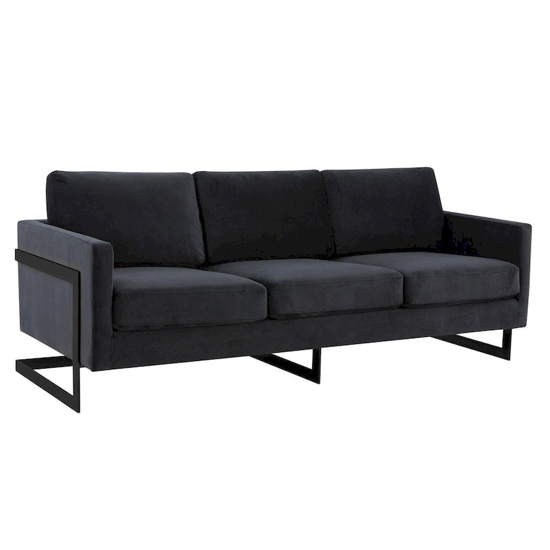 3-Seater Upholstered Velvet Sofa with Black Stainless Steel Base