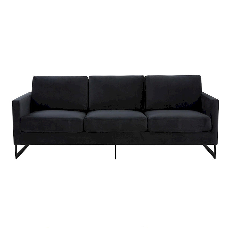 3-Seater Upholstered Velvet Sofa with Black Stainless Steel Base