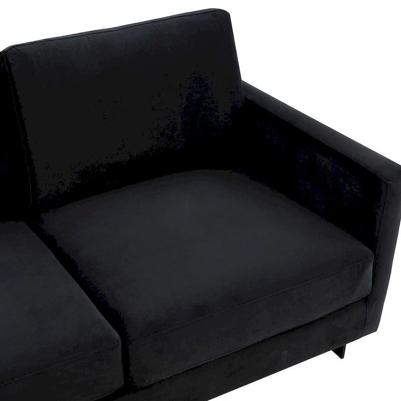 3-Seater Upholstered Velvet Sofa with Black Stainless Steel Base