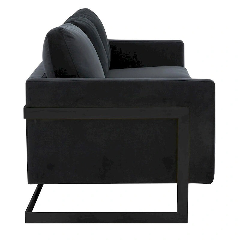 3-Seater Upholstered Velvet Sofa with Black Stainless Steel Base