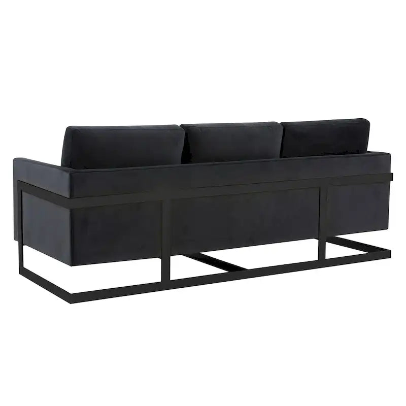 3-Seater Upholstered Velvet Sofa with Black Stainless Steel Base