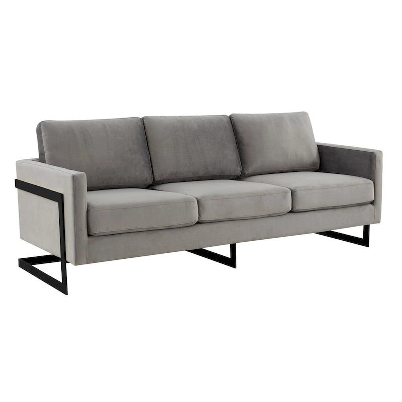 3-Seater Upholstered Velvet Sofa with Black Stainless Steel Base
