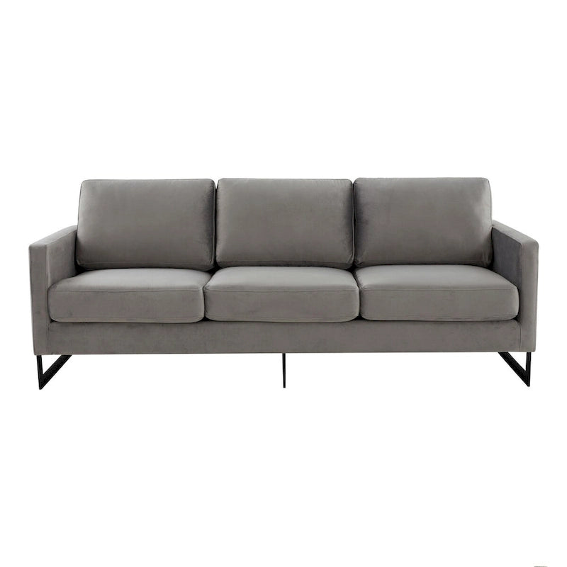 3-Seater Upholstered Velvet Sofa with Black Stainless Steel Base