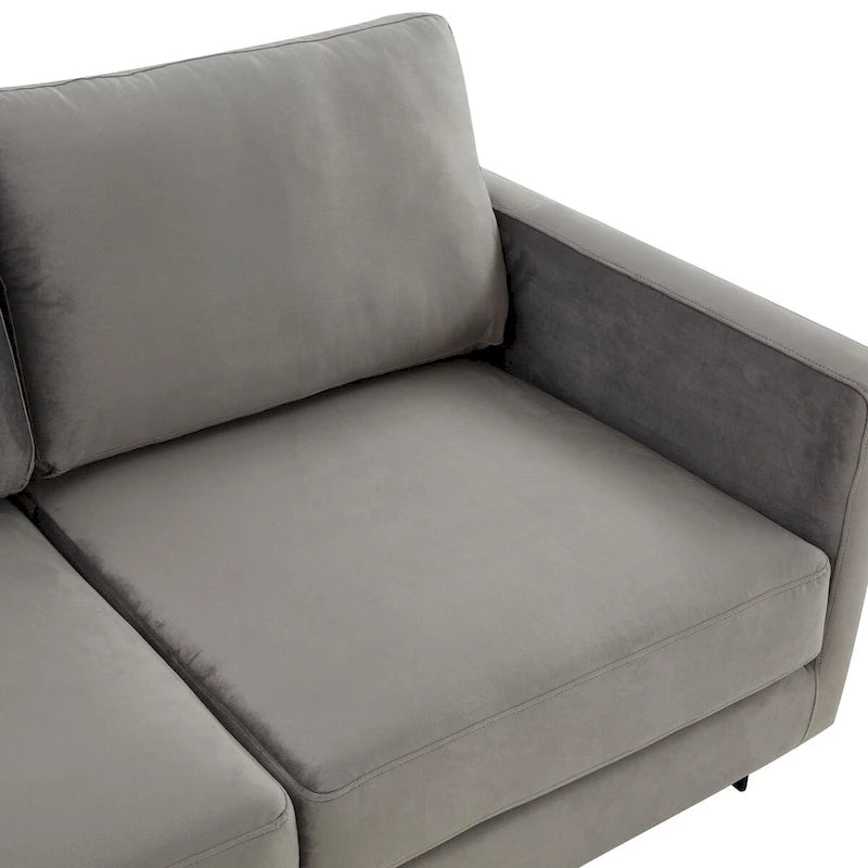 3-Seater Upholstered Velvet Sofa with Black Stainless Steel Base