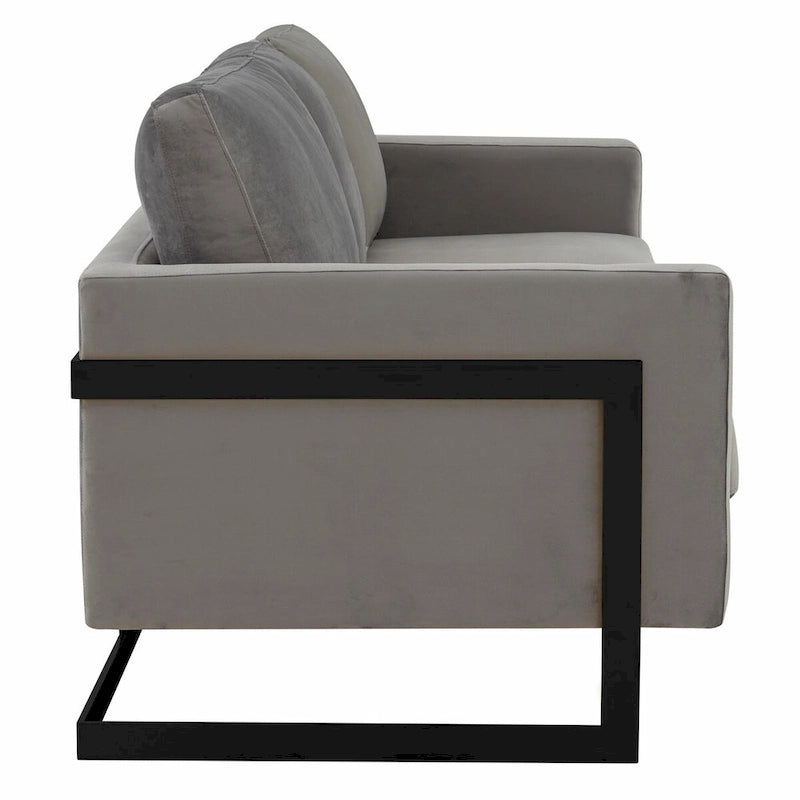 3-Seater Upholstered Velvet Sofa with Black Stainless Steel Base