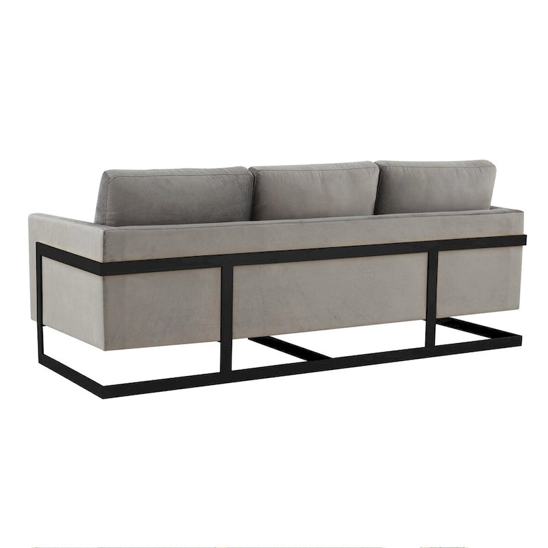 3-Seater Upholstered Velvet Sofa with Black Stainless Steel Base