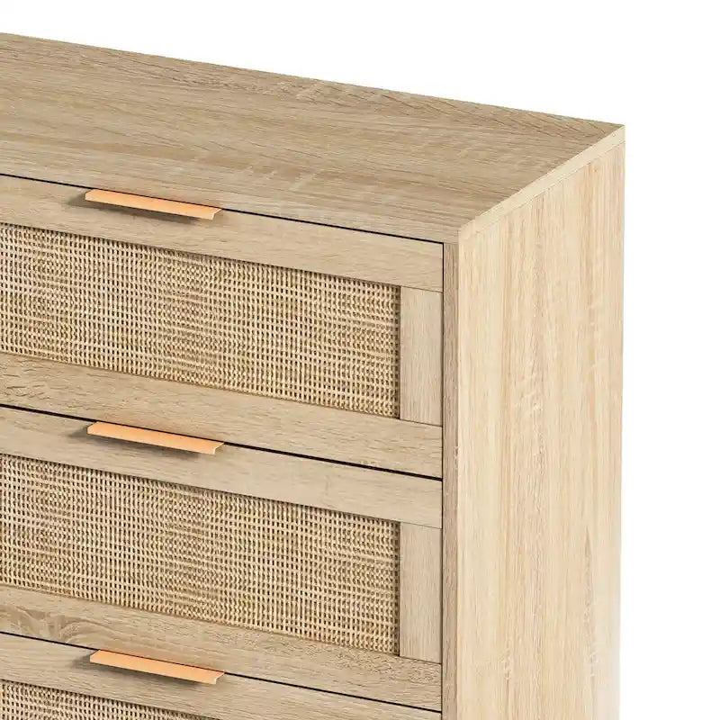 43.31-Inch 6-Drawer Rattan Storage Cabinet in Natural