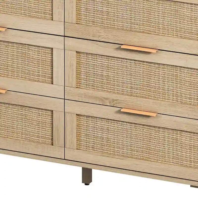 43.31-Inch 6-Drawer Rattan Storage Cabinet in Natural