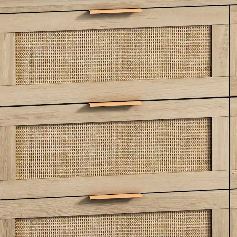 43.31-Inch 6-Drawer Rattan Storage Cabinet in Natural